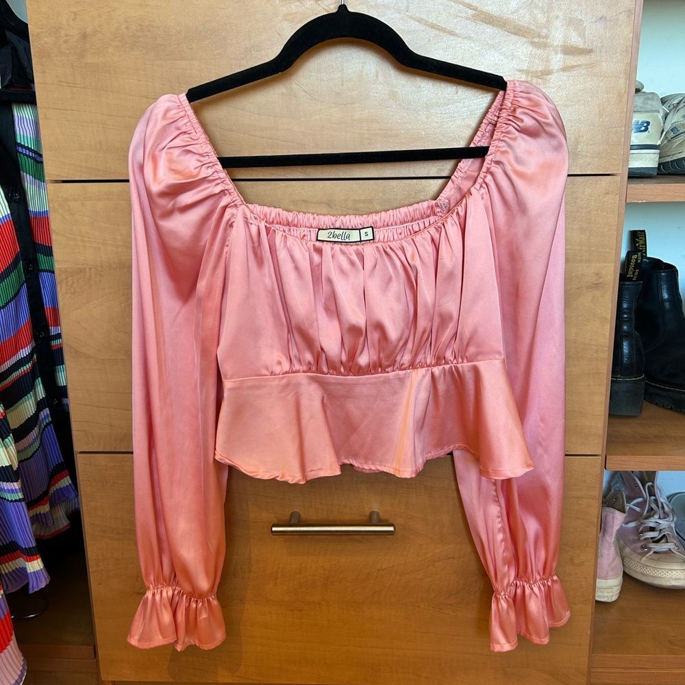 2Bella Boutique Satin Ruffle Crop Top
